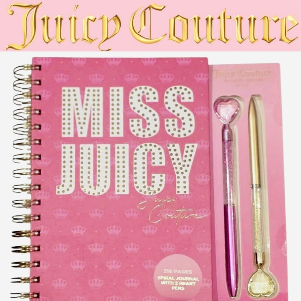 Juicy Coutureβ Home Miss Juicy Signature Logo Spiral Journal & Heart Pen Set